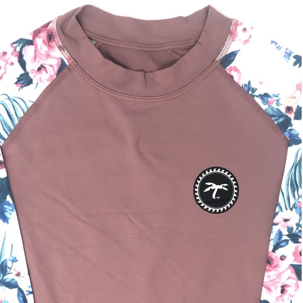 TRAPICAL ROSE Flower Rash guard Swim Top Wetsuit